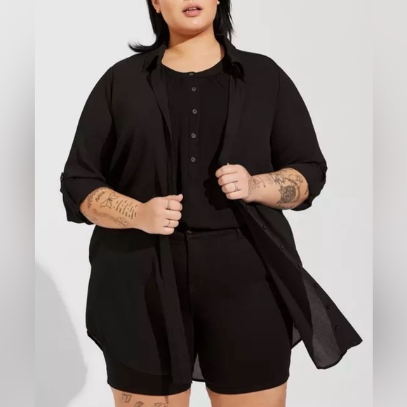 Torrid Black Oversized Button-Up Shirt Kimono Style, Lightweight NWT size 3X - Picture 1 of 11
